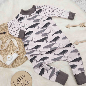 baby boy outfit with whales and drips