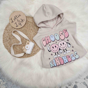 Choose kindness printed beige kids hoodie