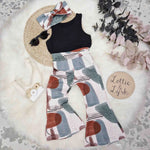 handmade toddler flares by Lottie & Lysh with coordinating headband