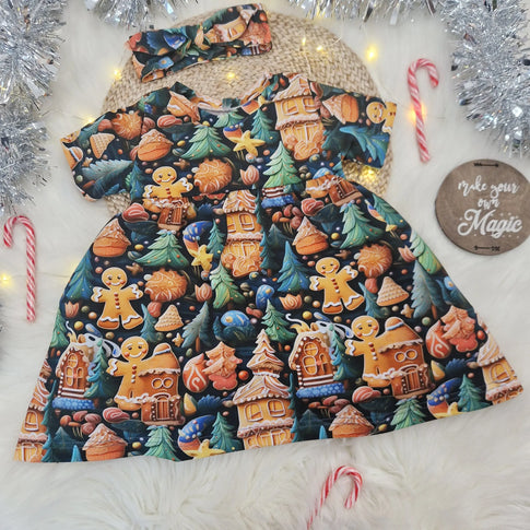 Toddler Christmas Dress Festive Gingerbread Outfit for Kids 0 6 Years