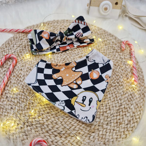 alternative christmas baby gift set with bandana bib and bow headband