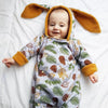 Festive Leaves Reversible Baby Pramsuit. Ethical kids and baby fashion made in the UK