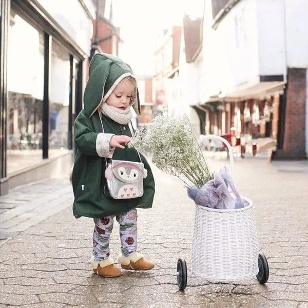 Girls Bunny Jacket Olive Wool Floral Lottie Lysh