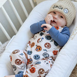 Lottie & Lysh retro smiles romper and knitted smile beanie hat