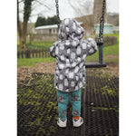 waterproof childs jacket with penguin design print by lottie and lysh
