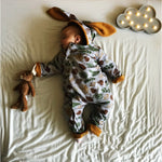 organic bunny pramsuit for babies and toddlers.
