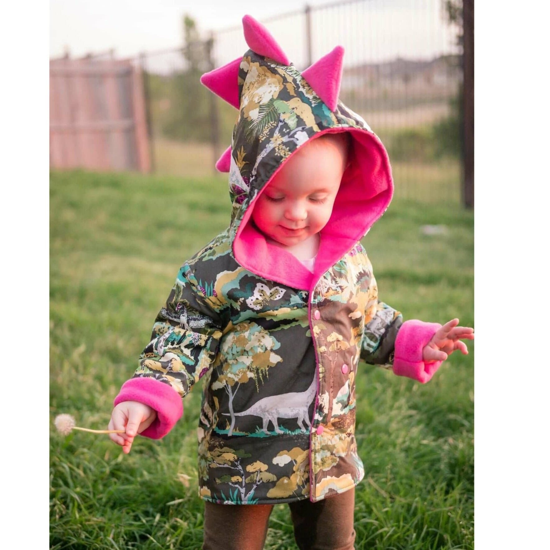 Pink dinosaur coat sale