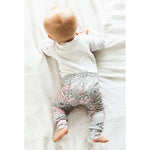 Small business baby clothes made in the UK. Pink Floral baby leggings.