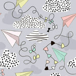 Paper plane printed jersey for use in custom children's clothing at lottie & lysh