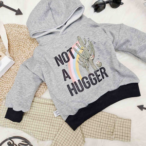 Childrens printed hooded sweatshirt with cactus and not a hugger design