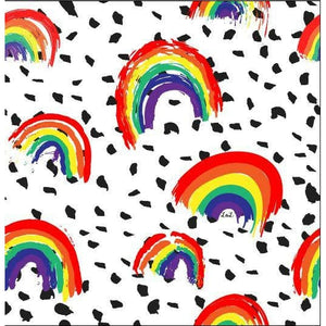 organic rainbow print jersey fabric for children and babies clothing by lottie & lysh