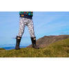 dino moon boys leggings worn with hunter boots by a young boy