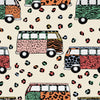 Leopard print campervan jersey fabric for use in custom kids clothing by Lottie & Lysh