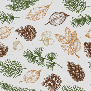 Organic Festive Leaves winter weight jersey fabric designed by lottie & lysh