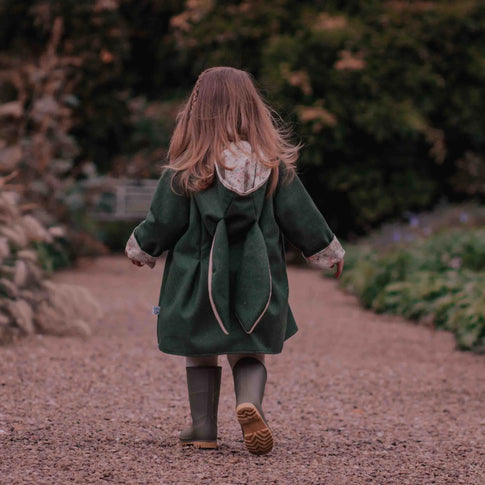 Girls Bunny Jacket Olive Wool Floral Lottie Lysh