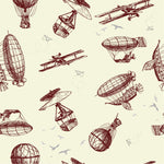 Exclusive vintage modes of air travel printed jersey fabric. Organic.
