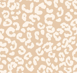 Unisex neutral leopard print jersey fabric for use in children and baby clothing by Lottie and Lysh